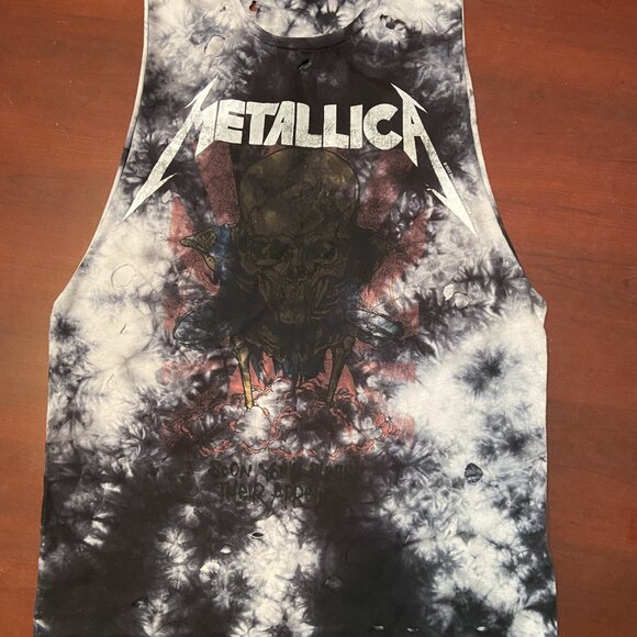 METALLICA SKULL DISTRESSED CUT & HOLES T-SHIRT MUSCLE SHIRT SMALL - Picture 5 of 9